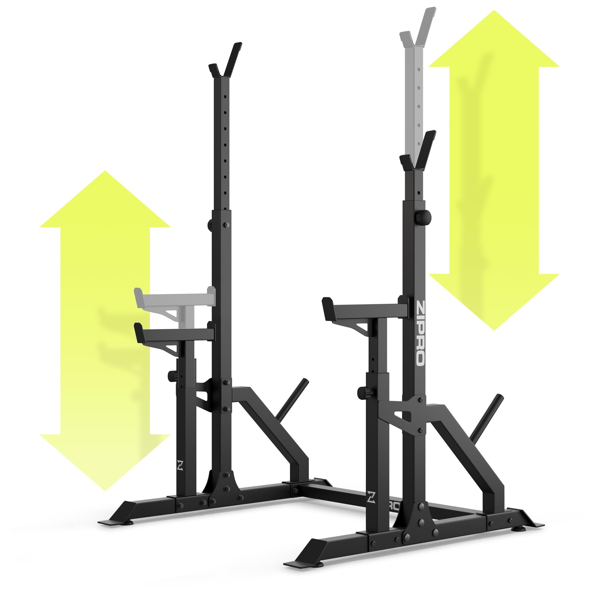 ZIPRO Ripiano bilanciere regolabile in altezza, capacità massima utente di 120 kg, in acciaio – bilanciere, squat rack, supporto per manubri, supporto per bilanciere
