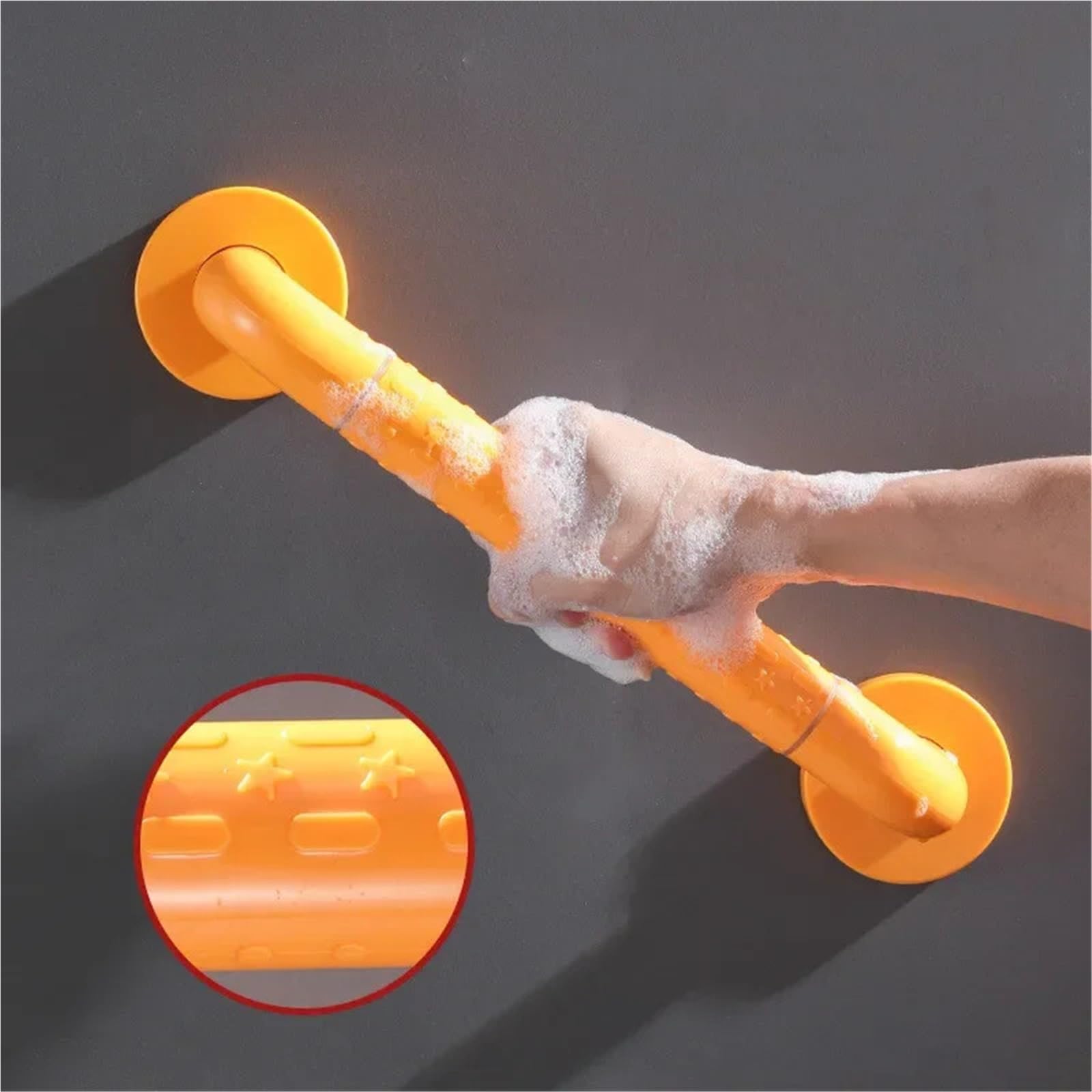 agarraderas baño Barra de Seguridad para baño con gránulos Antideslizantes, Resistente Barra de Apoyo para Ducha, Inodoro, bañera, pasamanos de Escalera(Orange-60cm)