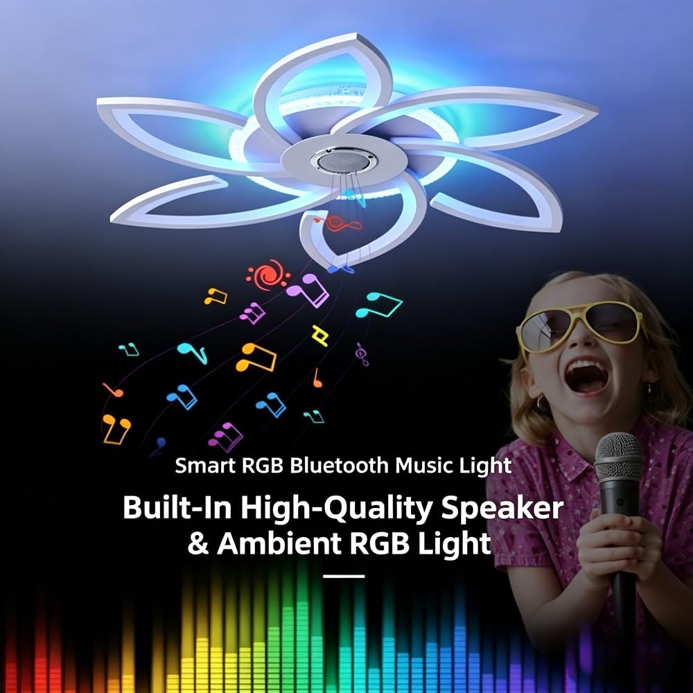 LED Plafoniera Lampada Da Soffitto Dimmerabile Cambio Colore, Telecomando Controllo Tramite App Petali Creativi Altoparlante Bluetooth RGB Lampada Musicale Per Soggiorno Camera Letto,A