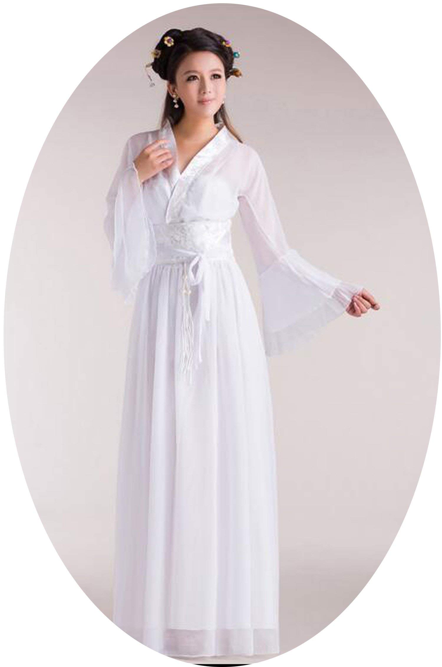 Chinese Traditional Ancient Hanfu Costume Women Seven Fairy Dress Red White Hanfu Dress