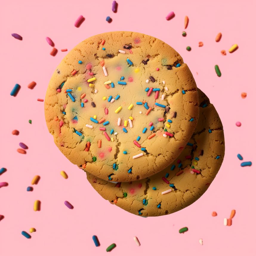 Miniatura 3 de Proudly Pure Deliciosas galletas de cumpleaños Funfetti galletas con chispas de arco iris, galletas de proteína vegetal de 8 gm, galletas veganas