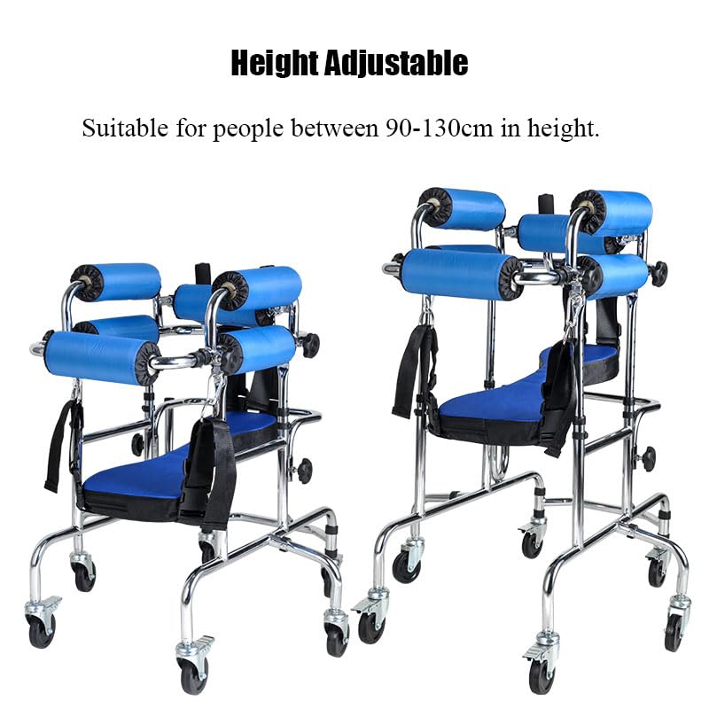 Andador de pie para niños, Andadores de 6 ruedas para niños, Altura ajustable, Ayudas para la rehabilitación de las extremidades inferiores del niño, Adecuado para niños de 90 a 130 cm