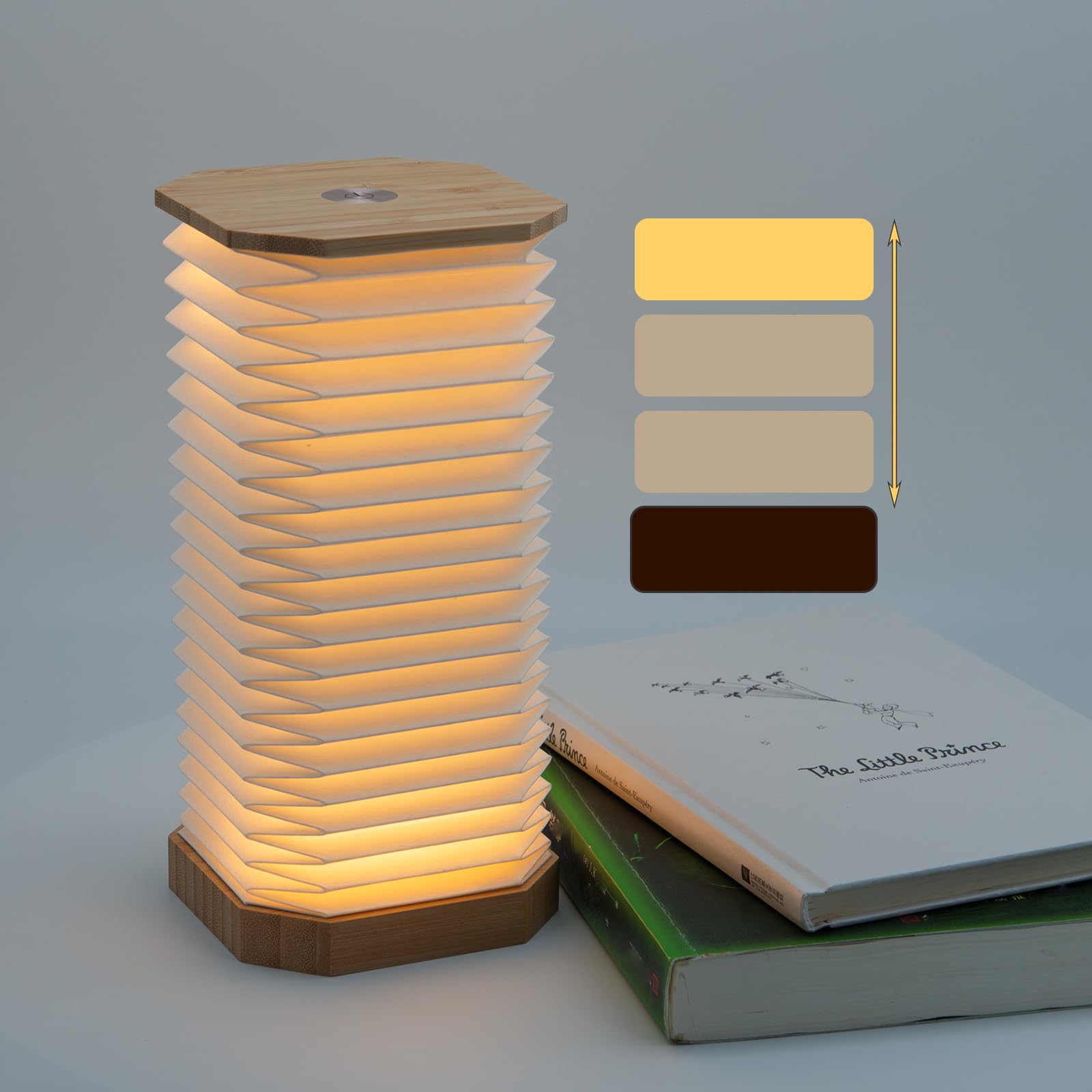 GanSan Portable Camping Lamp Foldable Bamboo Light, USB-C Rechargeable for Tent Travel, Hiking & Emergency Compact Cordless Lamp