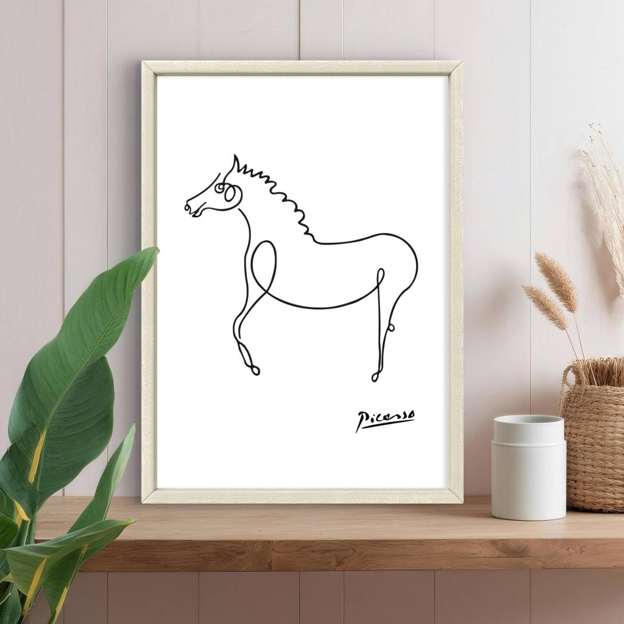 Amazon.co.jp: ピカソ 可愛い馬の絵 A4サイズ フレーム付き アート