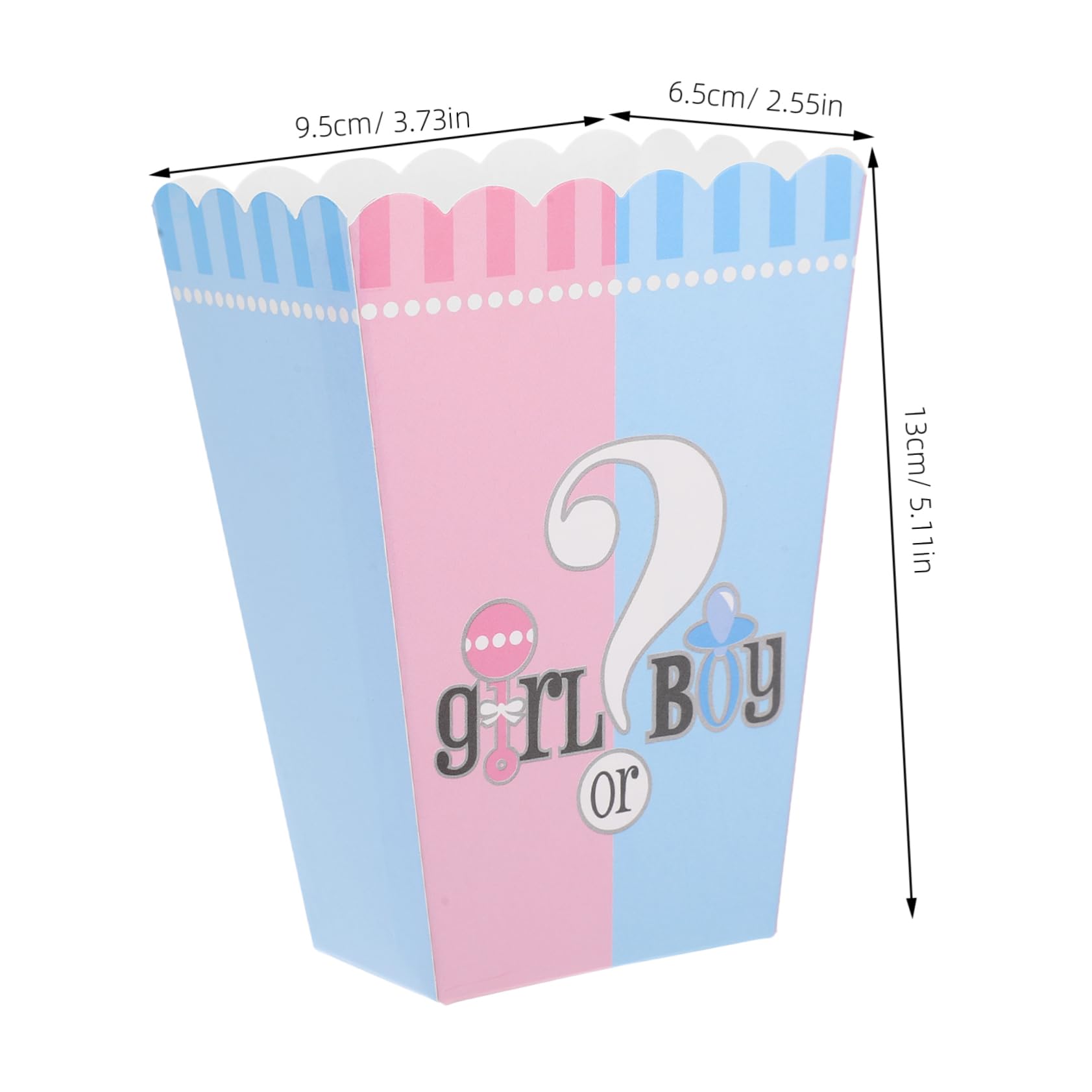 SOLUSTRE Gender Reveal Popcorn Treat Boxes 6 Pack Paper Party Supplies for Boys Girls Carnival Popcorn Boxes for Birthday Movie Night Gender Reveal Events