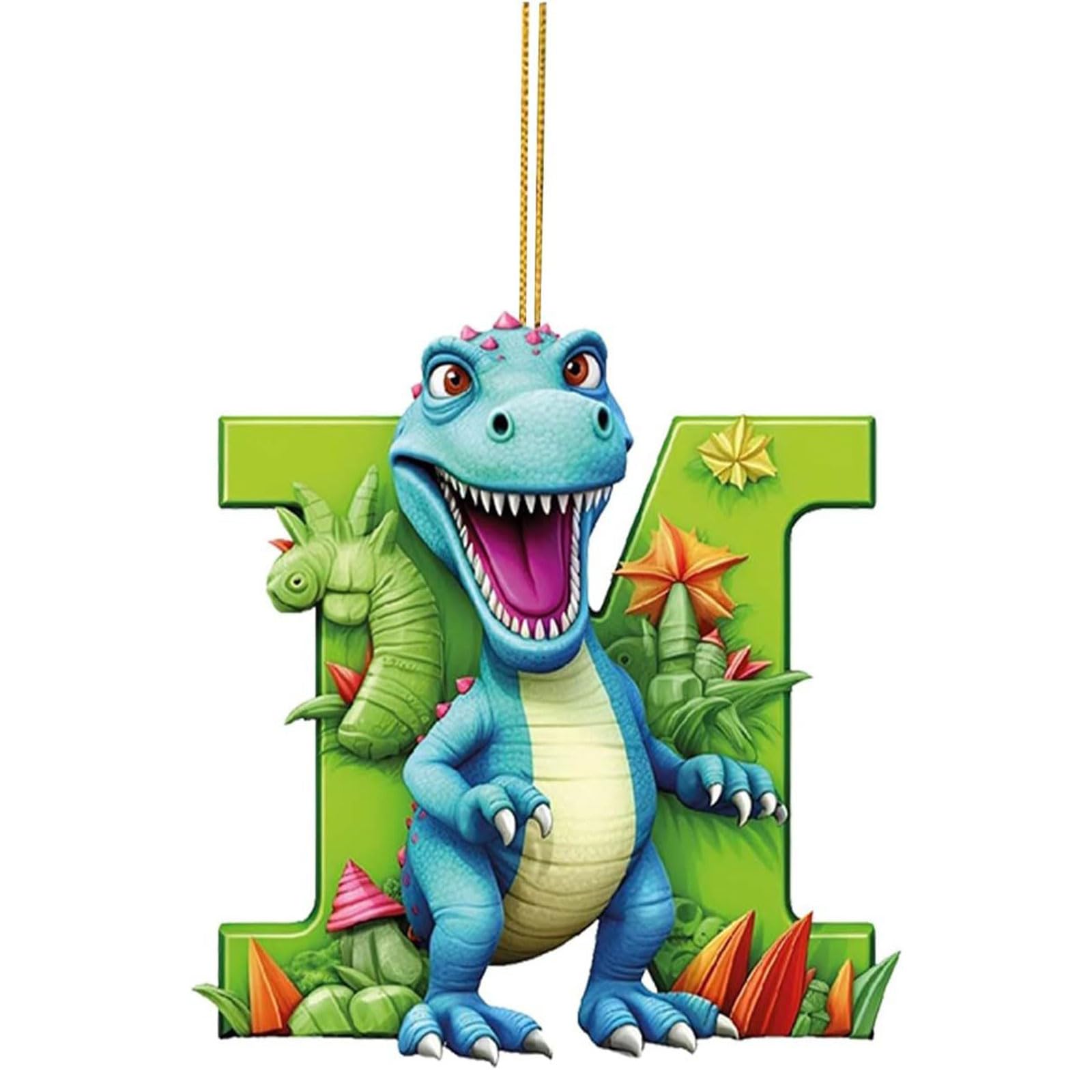 Cartoon Dinosaur Letter Christmas Ornament 3D Acrylic Christmas Tree Decoration Pendant Dinosaur Theme Party Decoration Dinosaur Pendant