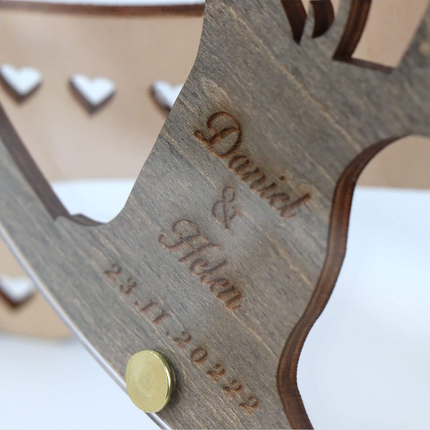 Livre d’or Arbre Personnalisable – Livre d’or de Mariage Alternatif avec Feuilles et Boîte – Cadre Rond en Bois et Acrylique pour Décoration Rustique (Anniversaire, Naissance)