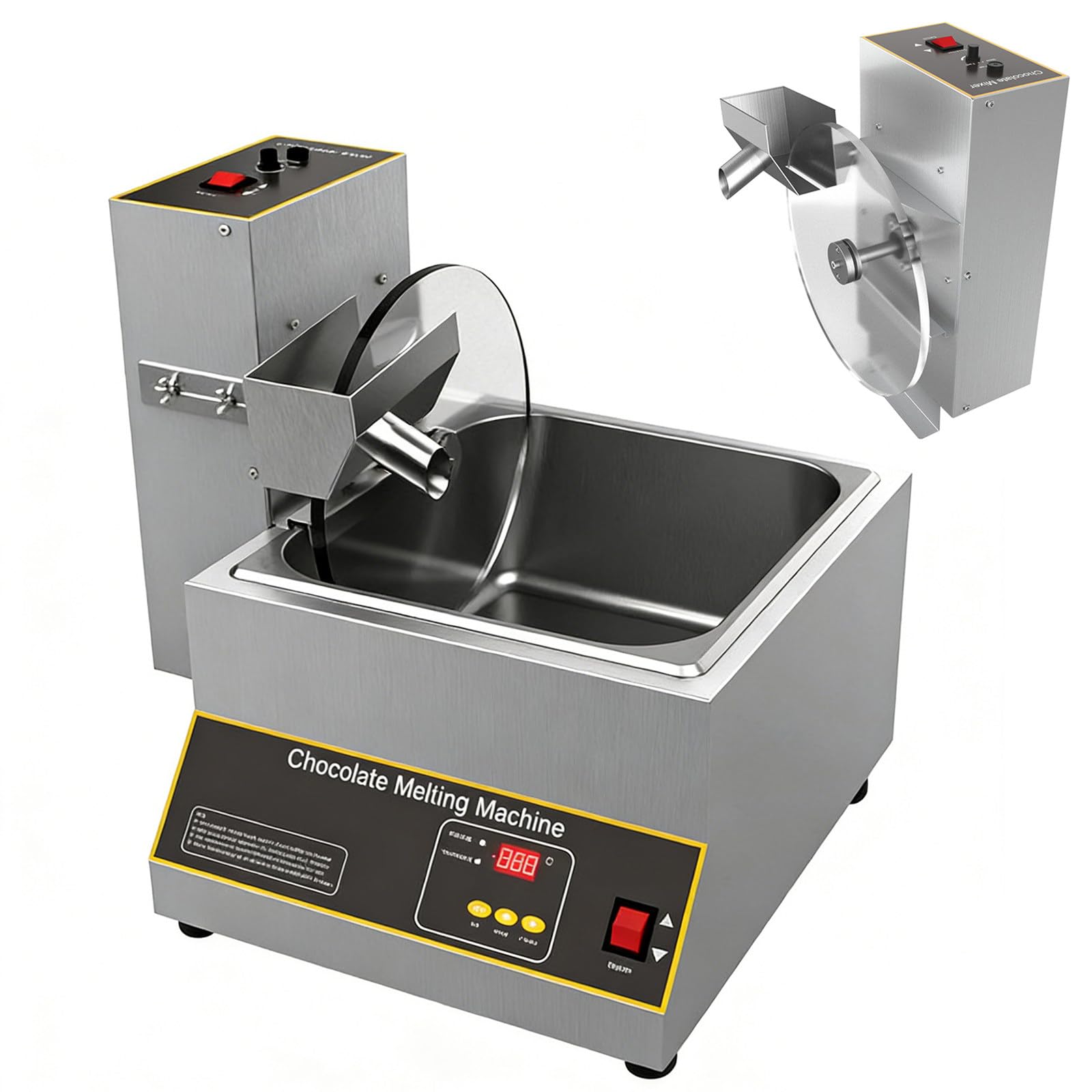 Machine à Enrober Le Chocolat, Tempéreuse à Chocolat Commerciale avec Roue de Mixage & Robinet, Moteur 60W, Vitesse Réglable pour Un Écoulement Parfait 12kg