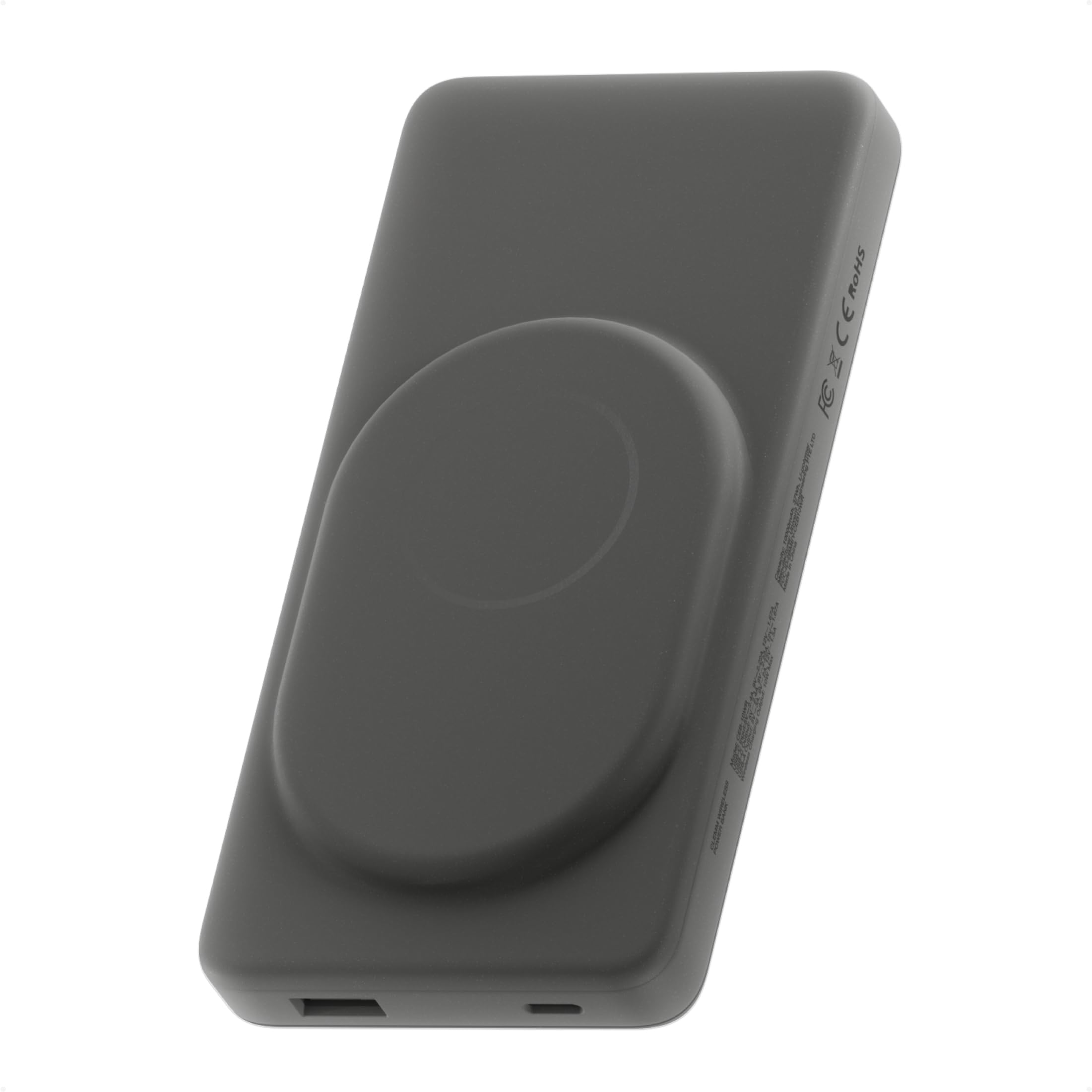 Clemm Portable Wireless Charger 10K mAh Dual Port (USB-A, USB-C) Quick Charging Power Bank for iPhone 16/15 / 14, Samsung Galaxy, iPad, Google Pixel, and More, Graphite