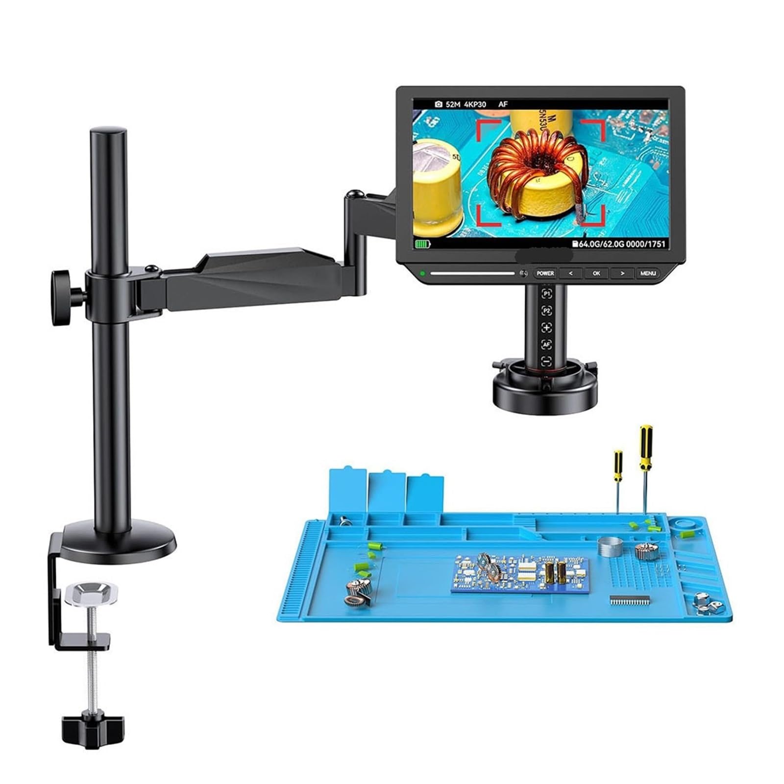 EM4K-AF Flex 10.1'' Autofocus Digital Microscope 4K Soldering Microscopio For Electronics 2000X HDM/I With Arm