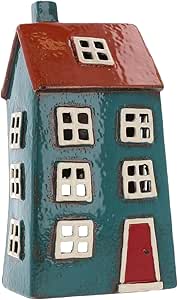 Shudehill Giftware Village Pottery Keramische Xmas House Theelichthouder - Rood