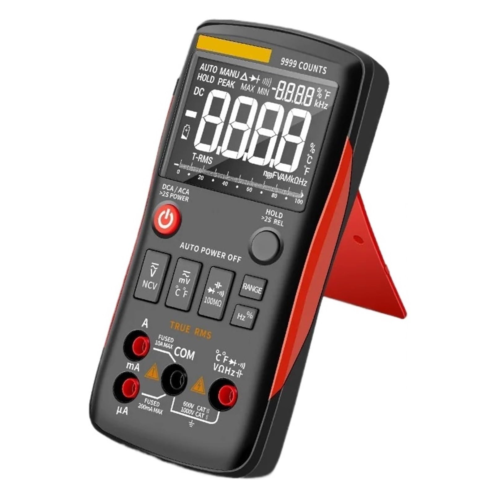 Q1 Multimetro Digitale 9999 Tester Analogico Vero RMS Professionale Multimetro Fai da Te Condensatore Transistor NCV Tester LCR Meter(Q1 Red)
