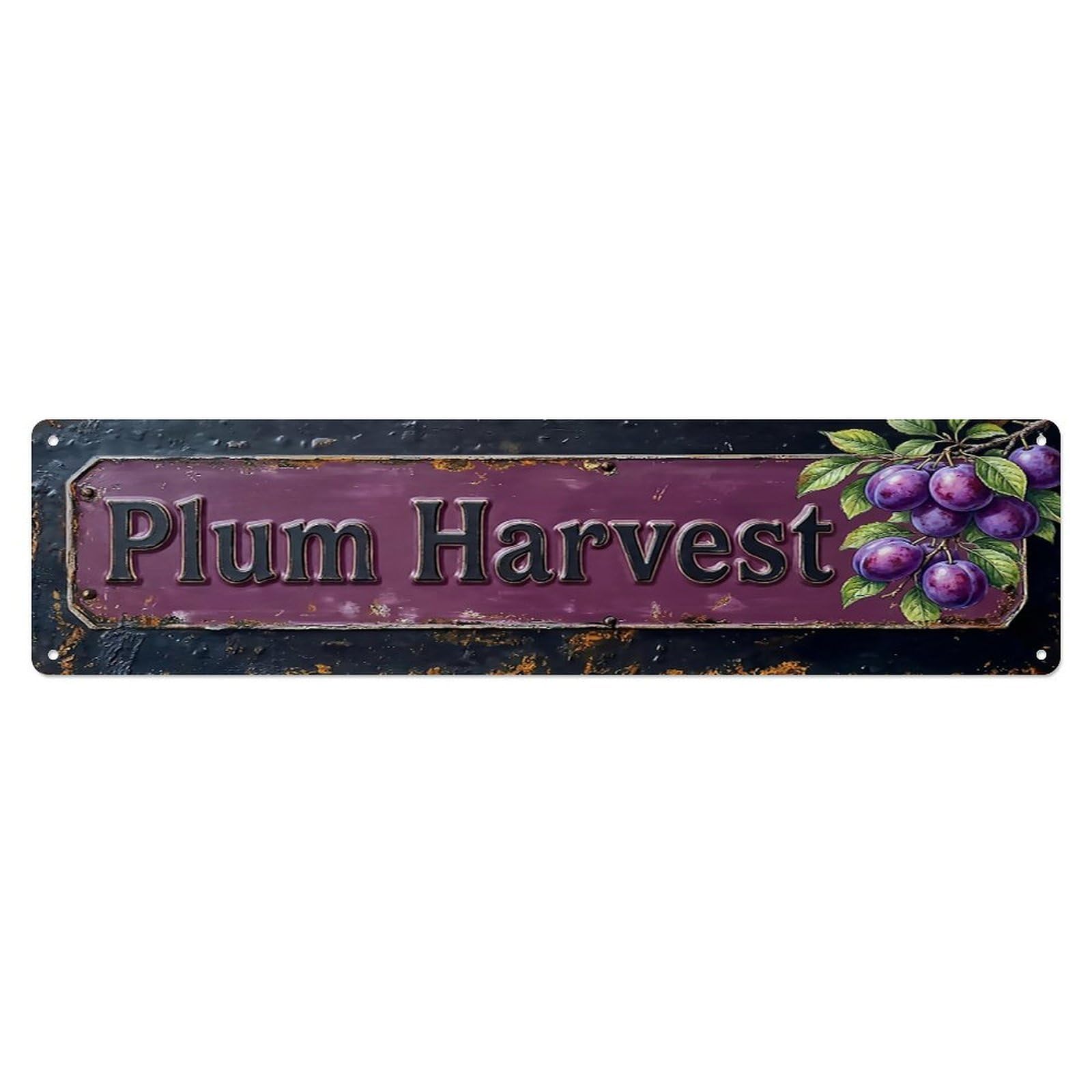 Vintage Plum Harvest Purple Farmhouse Metal Tin Sign