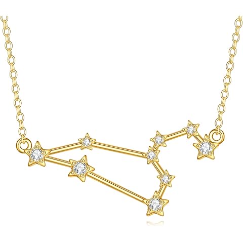 KECHO 14K Real Gold Zodiac Necklace Constellation Pendant 14K Solid Gold Jewelry Gifts for Women