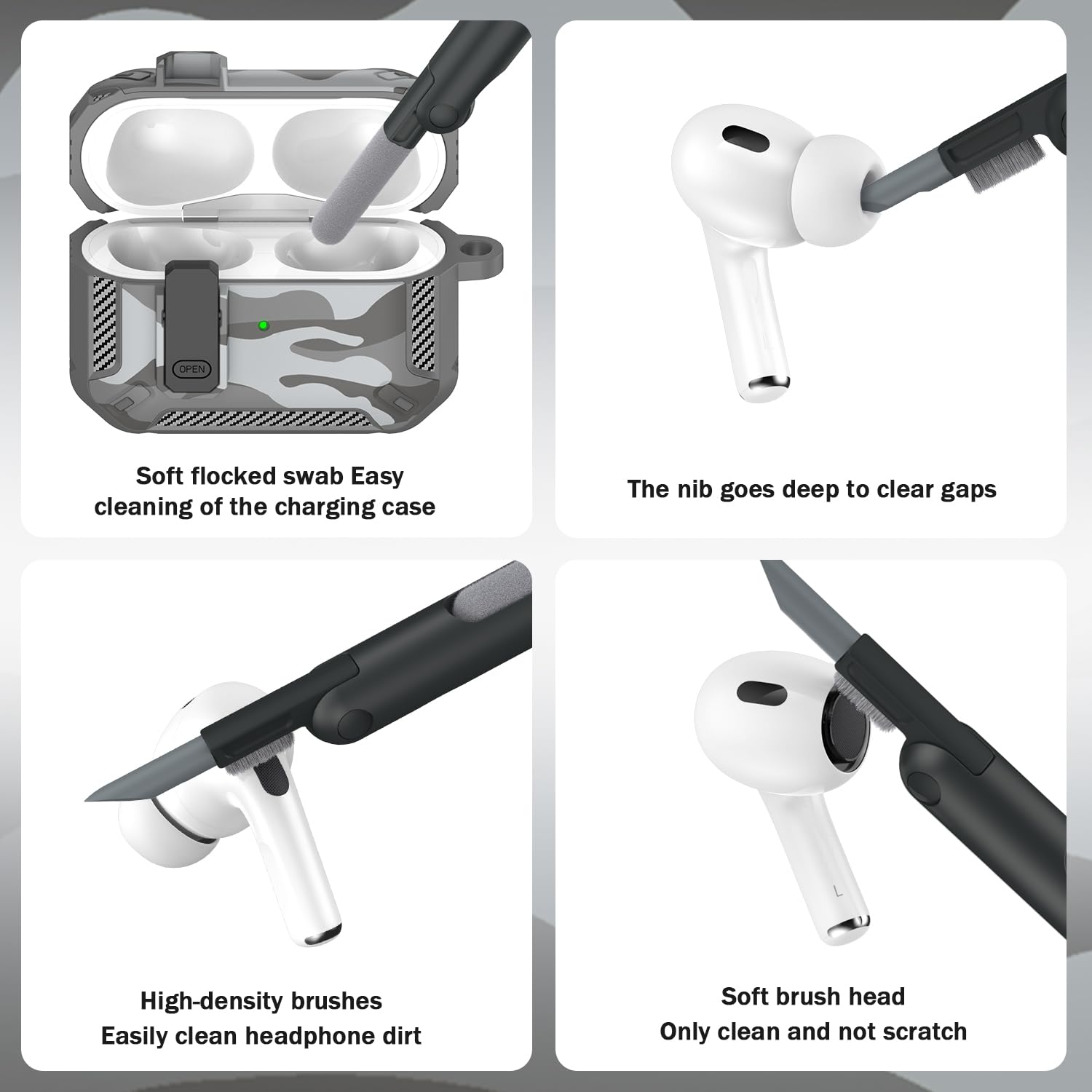 YLK Coque Compatible avec AirPods Pro/Pro 2 avec Kit de Nettoyage