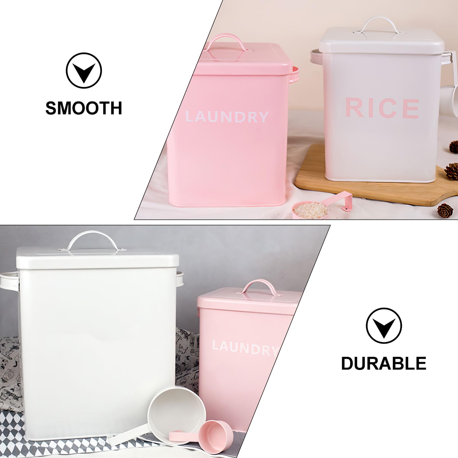 jojofuny Boîte de Rangement pour Riz en Tôle de Fer Robuste, Grosse Capacité 10l, Seau à Farine Blanc Cuisine, Conteneur Ménager Pratique pour Stockage Alimentaire Domestique