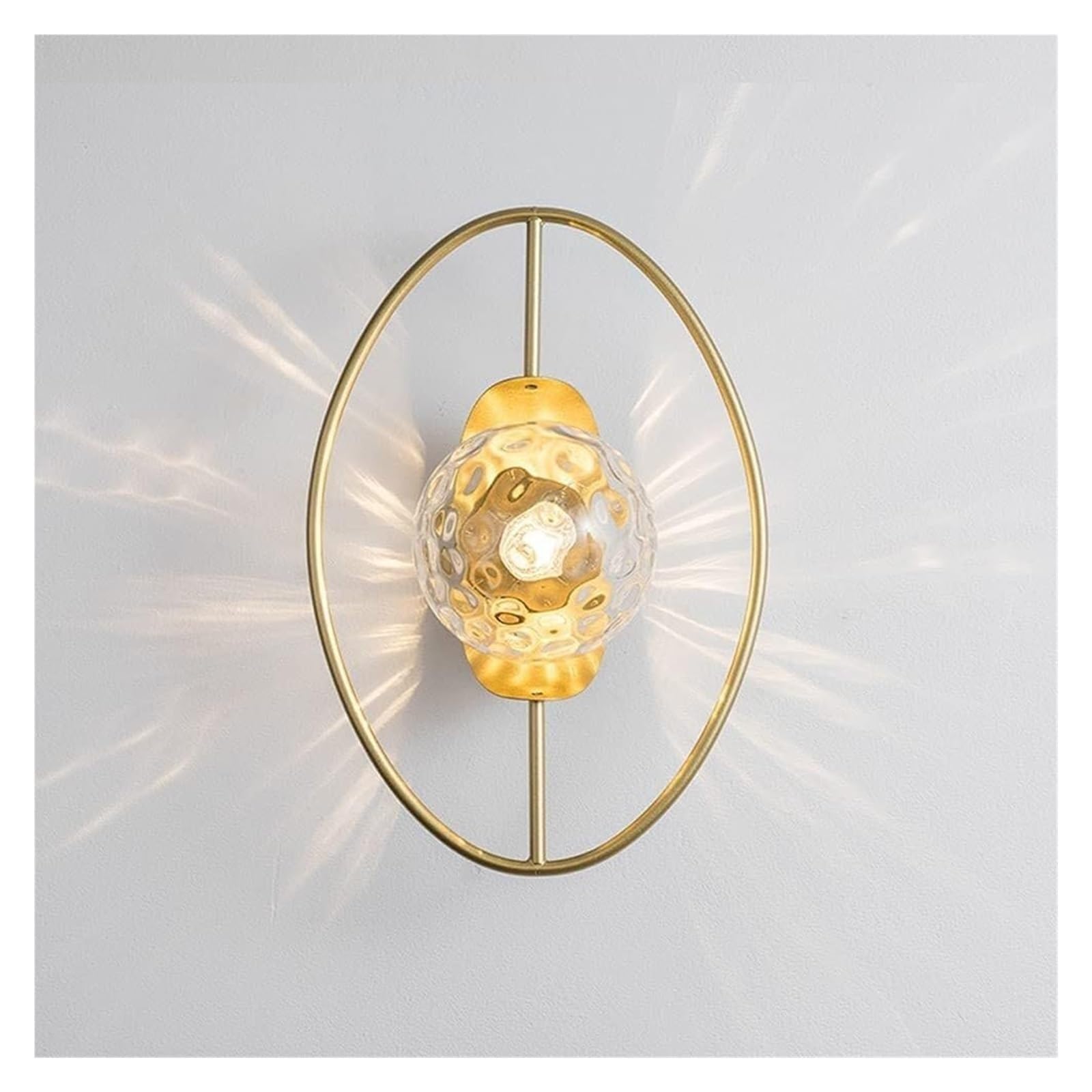 VDOQTLJT Oval Metal Frame Wall Sconce Hammered Glass Shade Lamp Mid-Century Globe Brass Mirror Light Lamps sconces