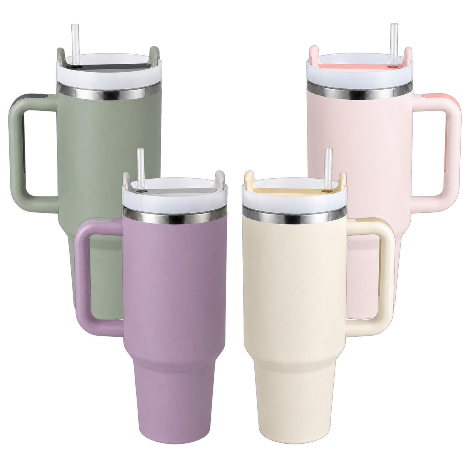 Pandance 4 Pack 40 oz Tumbler with Handle and Straw Bulk, Pastel Mix