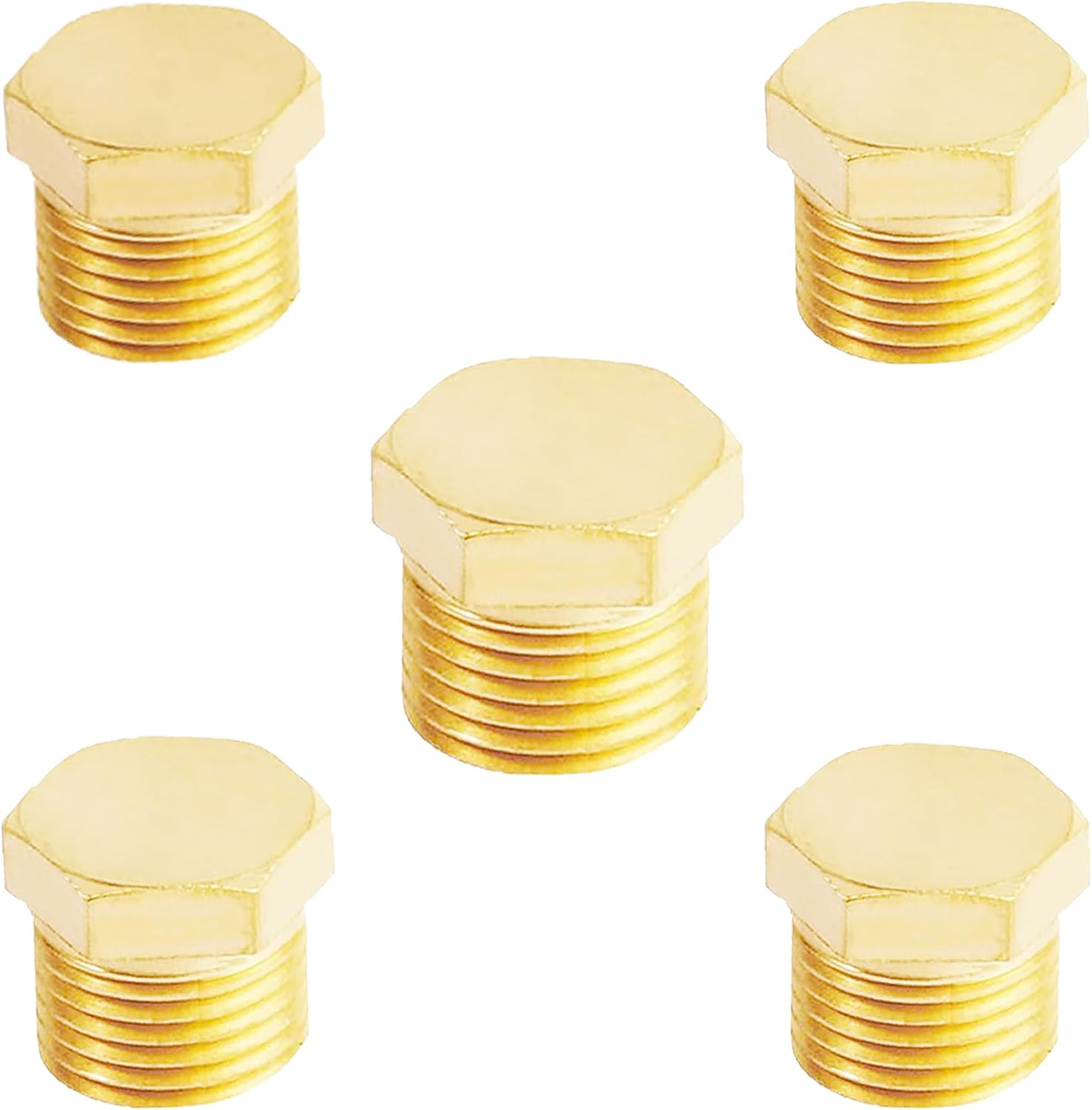 AOPANDA Brass Garden Hose End Plug 1/2 NPT Male Thread Spigot Outer Hex Plug Caps