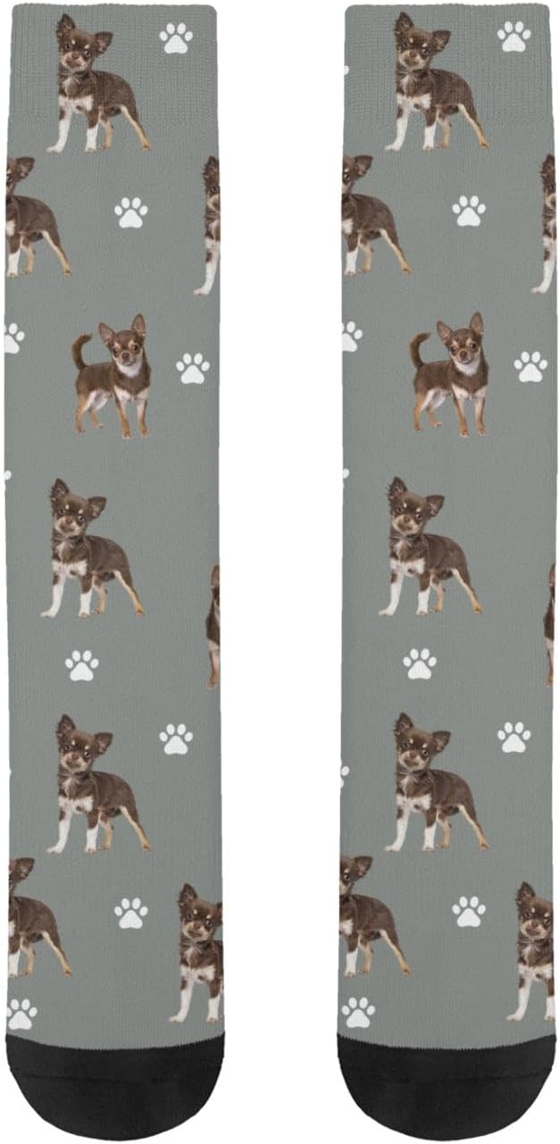 Funny Chihuahua Crew Socks,Cute Dog Athletic Running Socks