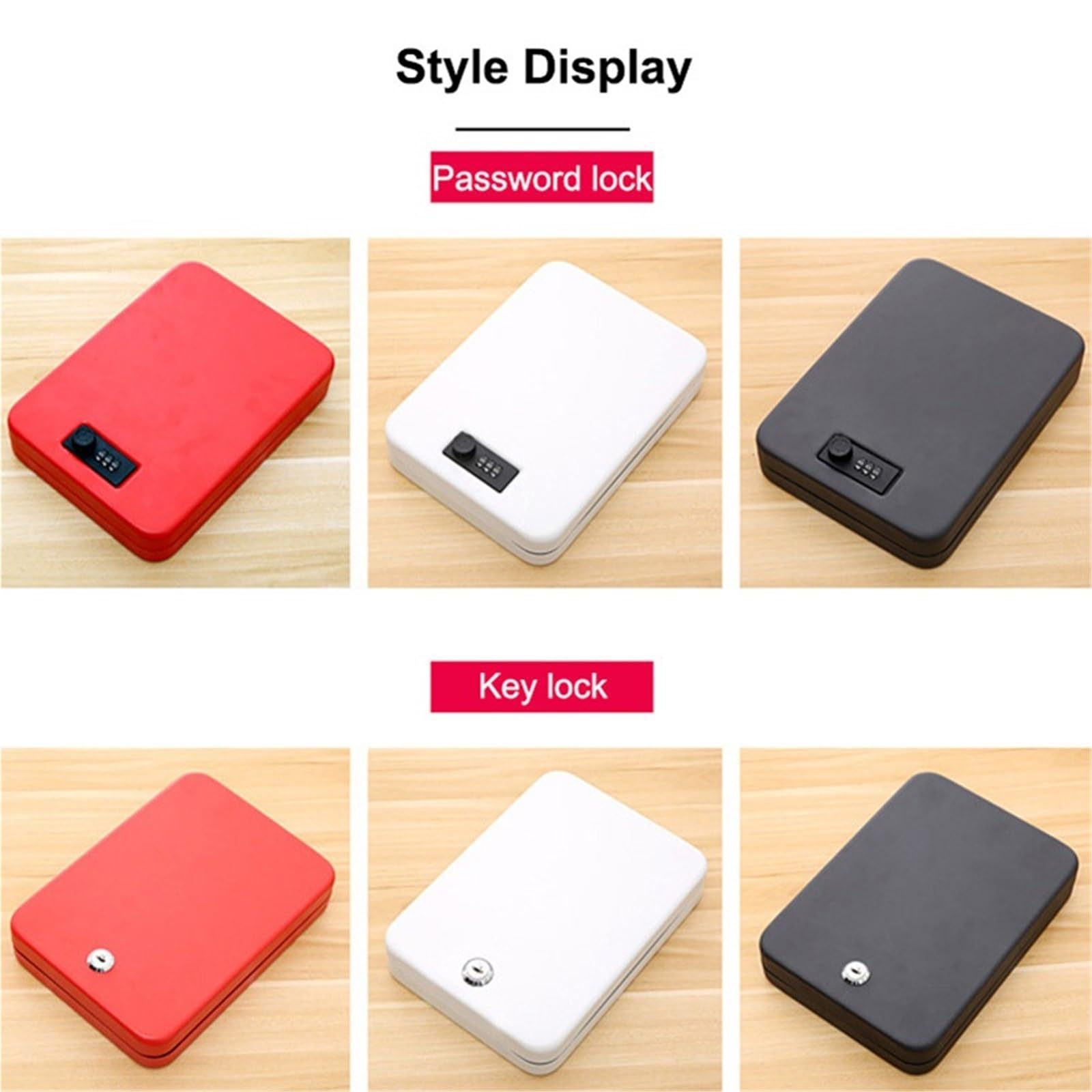 Haushaltstresor Safes Tragbarer Stoßfester Passwort-Safe, Pistolen-Safe, Mini-Pistole, Waffen-Safe Mit Stahlseil, Diebstahlschutz(Red Password)