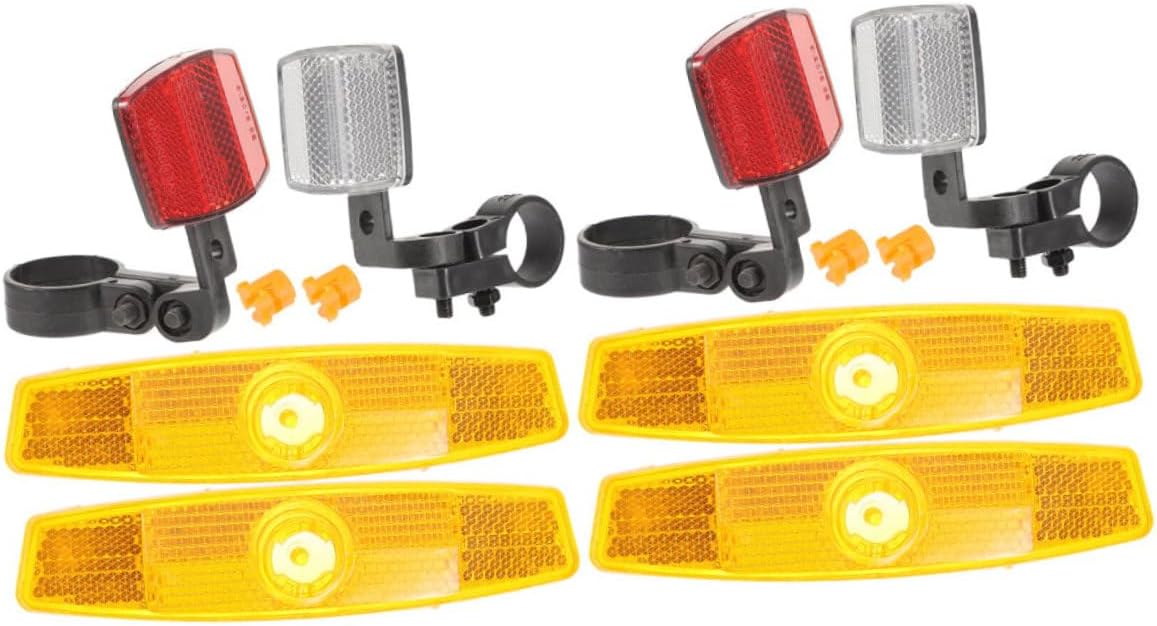 Abaodam 2Sets Bike Reflectors Kit Durable Plastic Front Rear Reflectors for Enhanced Night Safety Complete Visibility with Advanced Reflective Technology for Cycling