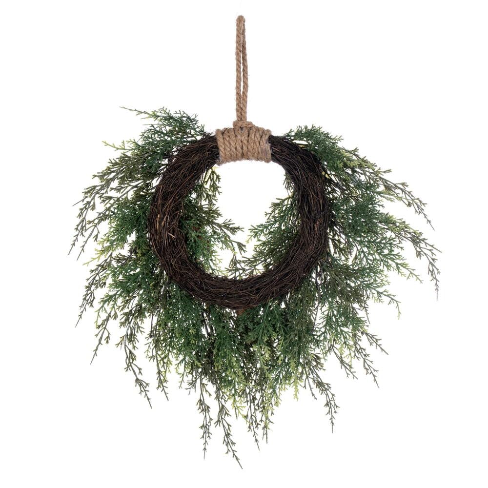 Vickerman Corona Colgante de Cedro de Nieve Artificial de 18 Pulgadas con piñas