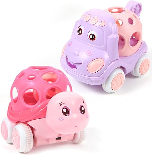 Autos de juguete para bebés, autos de juguete para niños pequeños de 1 a 3 años, camión suave de sonajero y rollo para niñas de 1 a 3 años, auto de