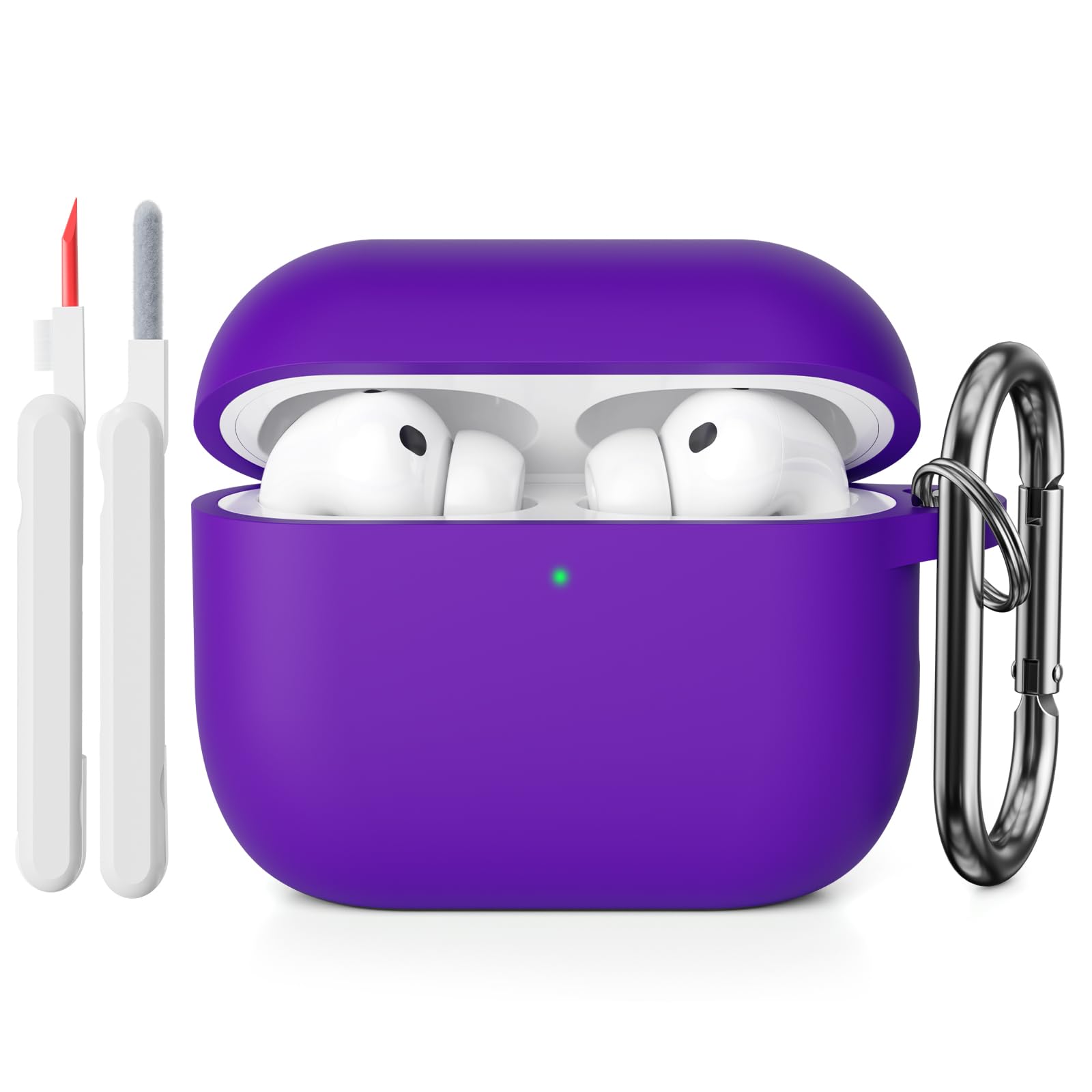 KOKOKA Funda de Silicona Compatible con AirPods Pro 3.ª Generación con Kit de Limpiador, Anti-rasguños, Anti-Polvo, Funda Case Silicona para AirPods Pro 3 con Mosquetón, LED Frontal Visible, Negro — view 31