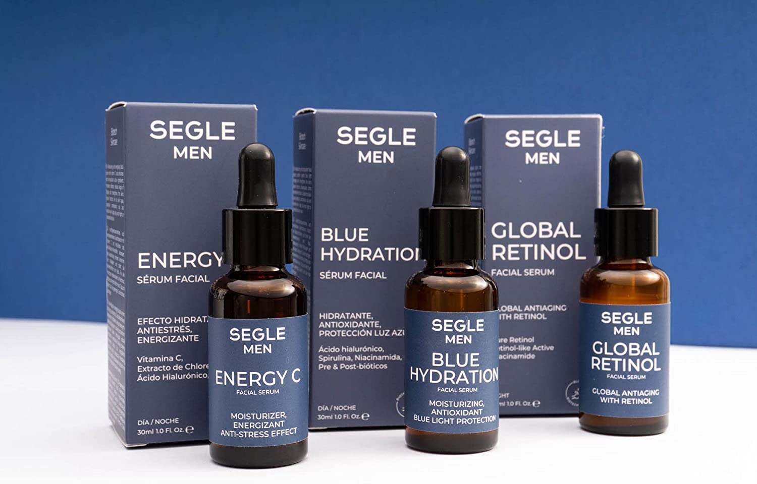 Segle Clinical | Global Retinol Herren-Gesichtsserum | Anti-Falten-Serum mit reinem Retinol und Meeresretinol | Glättet Falten und glättet die Haut | 30 ml