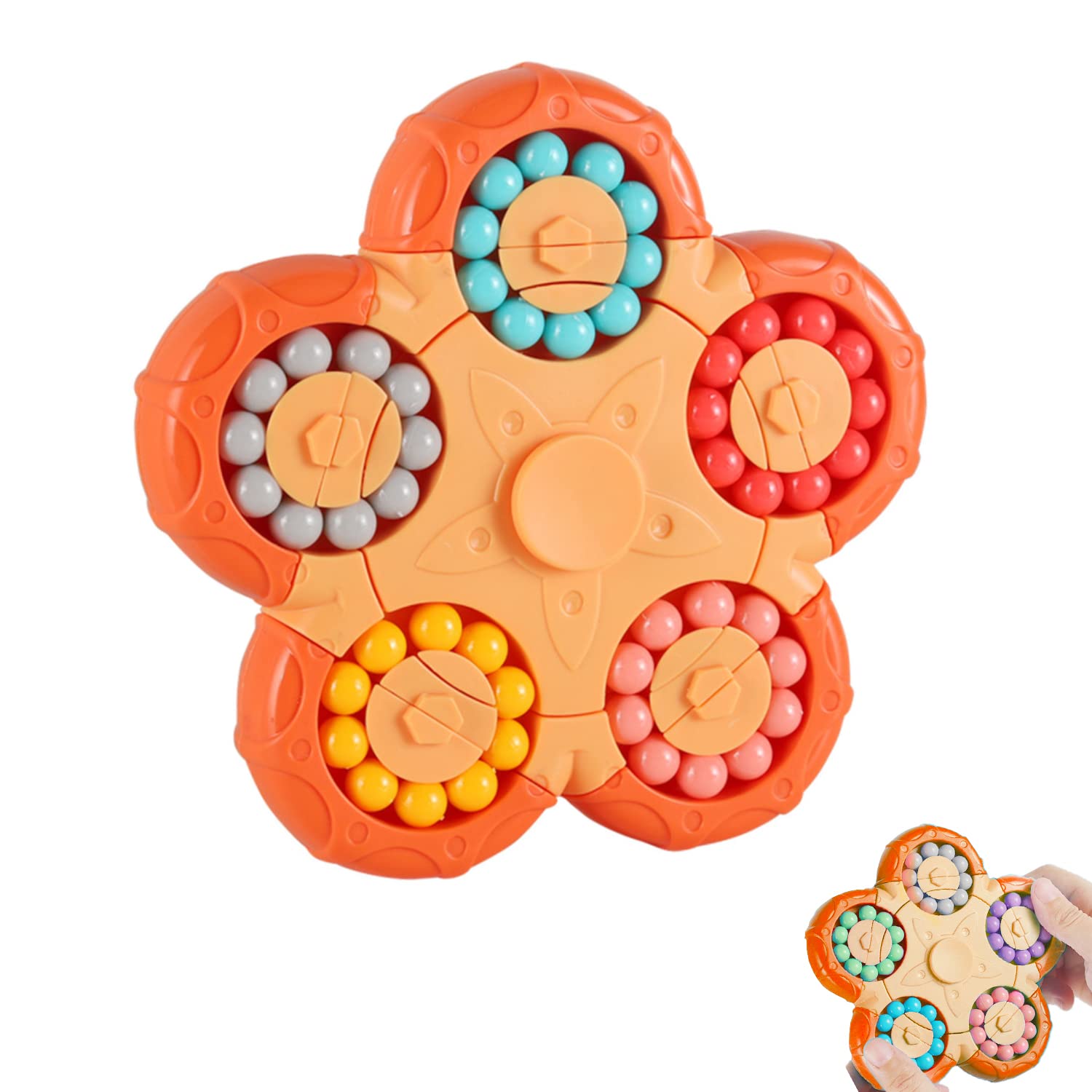 SUOXU Magic Bean Rotating Cube -Creative Finger Cube jigsaw Puzzle Toy,Handheld Spinner Decompression Toy Magic Cube Ball Game,Gift for Kids age 3 Above Birthday Stocking Fillers