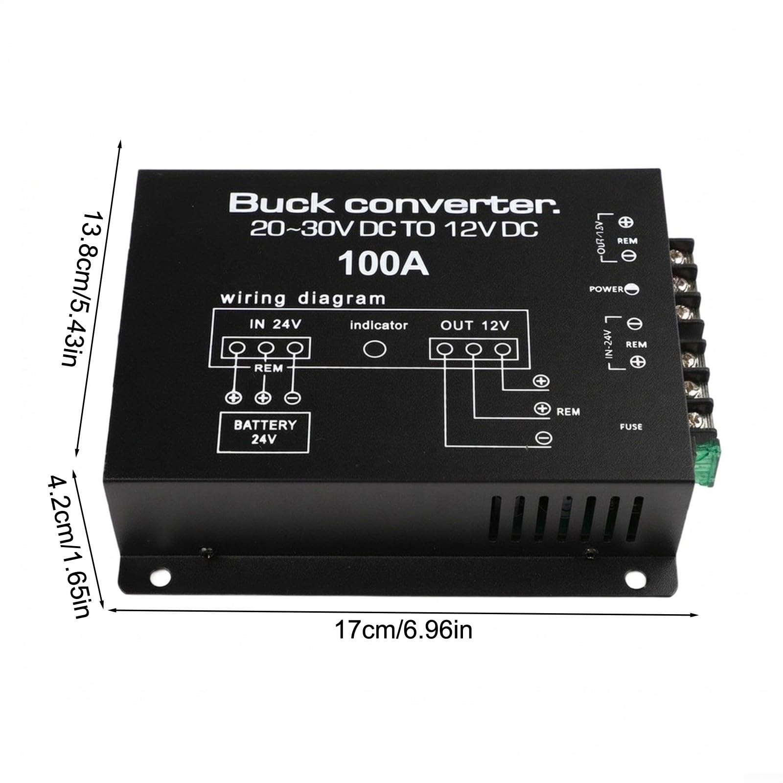 Convertisseur DC 24V pour vers 12V 100A 1200W Boîtier Métal Convertisseur