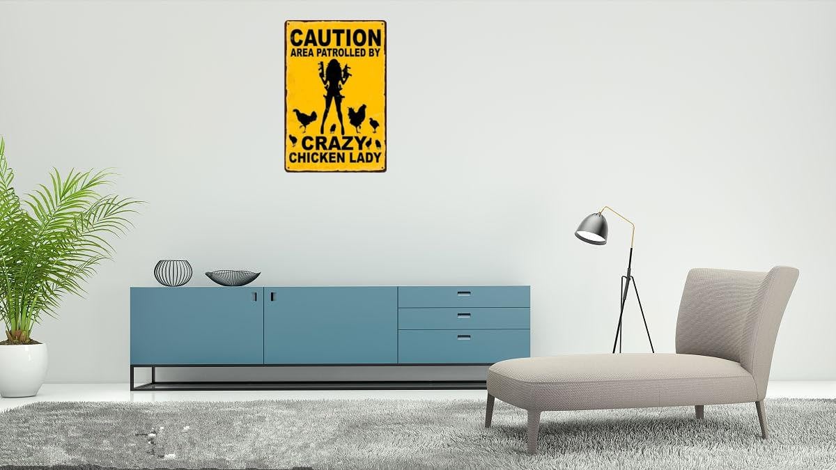 Cartello di latta in metallo con scritta Caution Chicken Xing, con