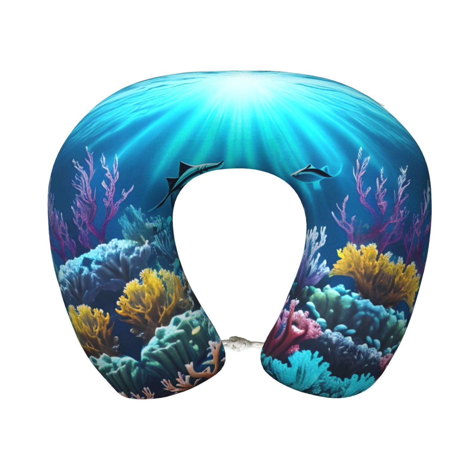 GaJher Submarine Coral Rays U-Shaped Memory Foam Travel Pillow - Neck Support for Home, Office, Car, Airplane Travel - Lightweight