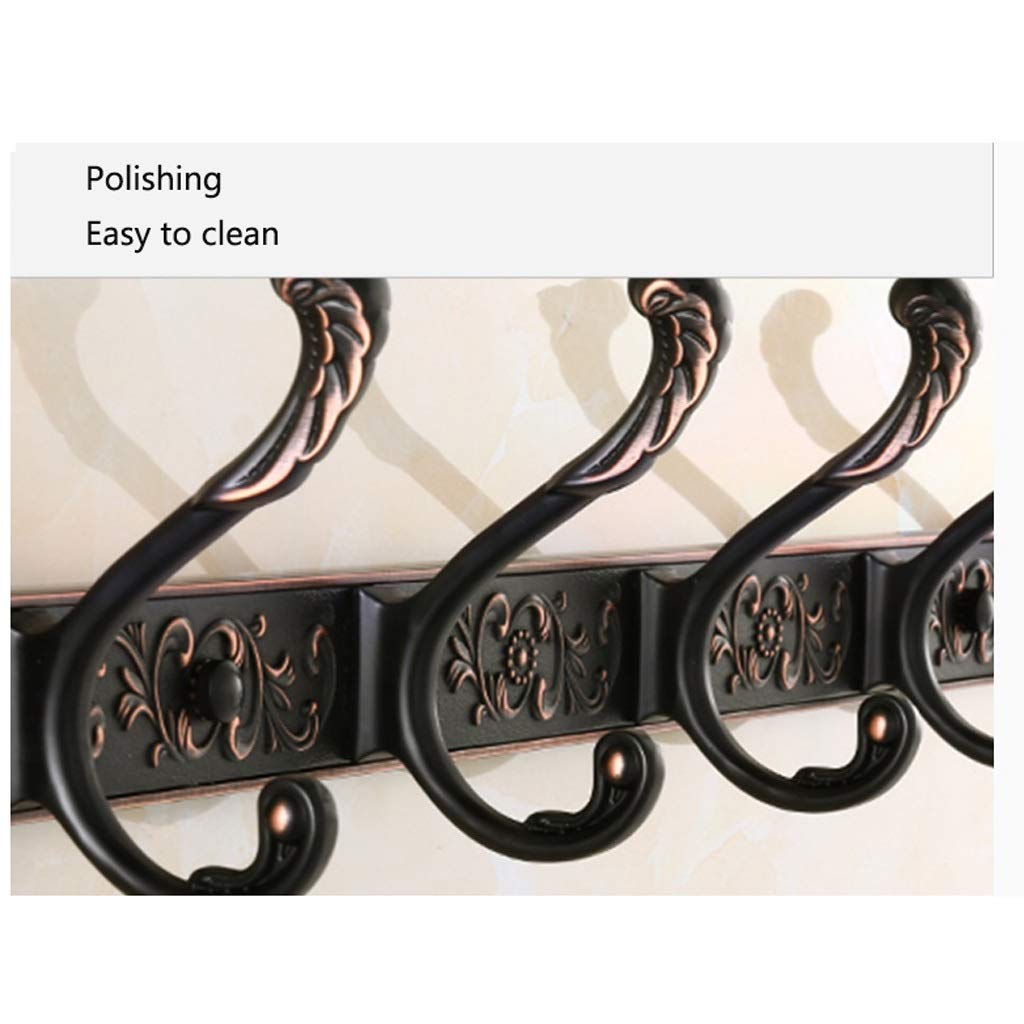 Garderobenhaken Kleiderhaken Kleiderständer Wand befestigter - 5 Haken, Zink-Legierung Metall Kleiderhaken Schiene for Mantel Hut Handtuch Purse Robes Badezimmer Entryway (Color : Black)