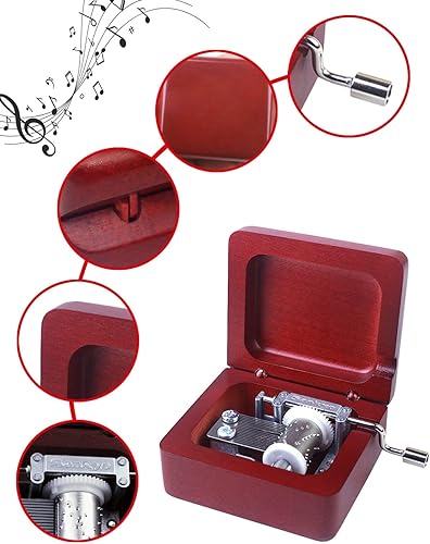 Vista 39 de ROSIKING Wooden Music Box Hand Crank Classic Musical Boxes Christmas Birthday Valentine's Day Gifts Plays Howl's Moving Castle-Merry Go Round of