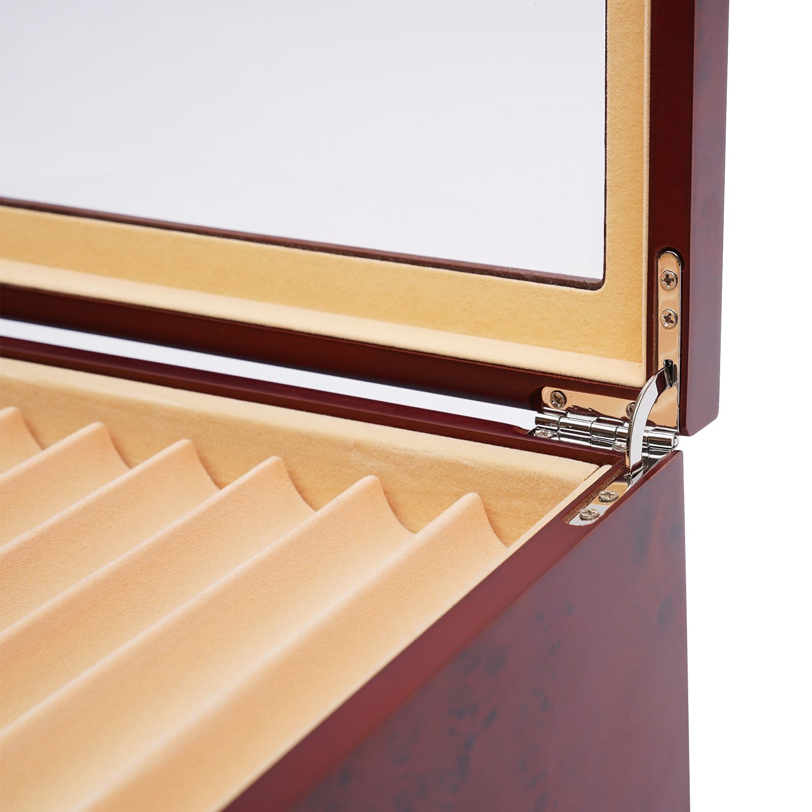 Stiftebox Holz für 34 Füller Stifte Kugelschreiber Federhalter Display Organizer Box mit Glasfenster und 3 Ebene Schubladen Vitrine 31 * 21 * 12,5cm