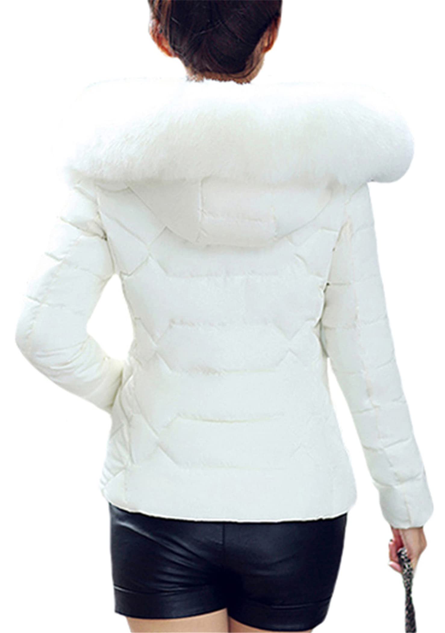 OMZIN Caldo Giacca Invernale Da Donna Parka Giacca Cappotto Corto Con Cappuccio In Pelliccia Giacca Trapuntata Cappotto Invernale
