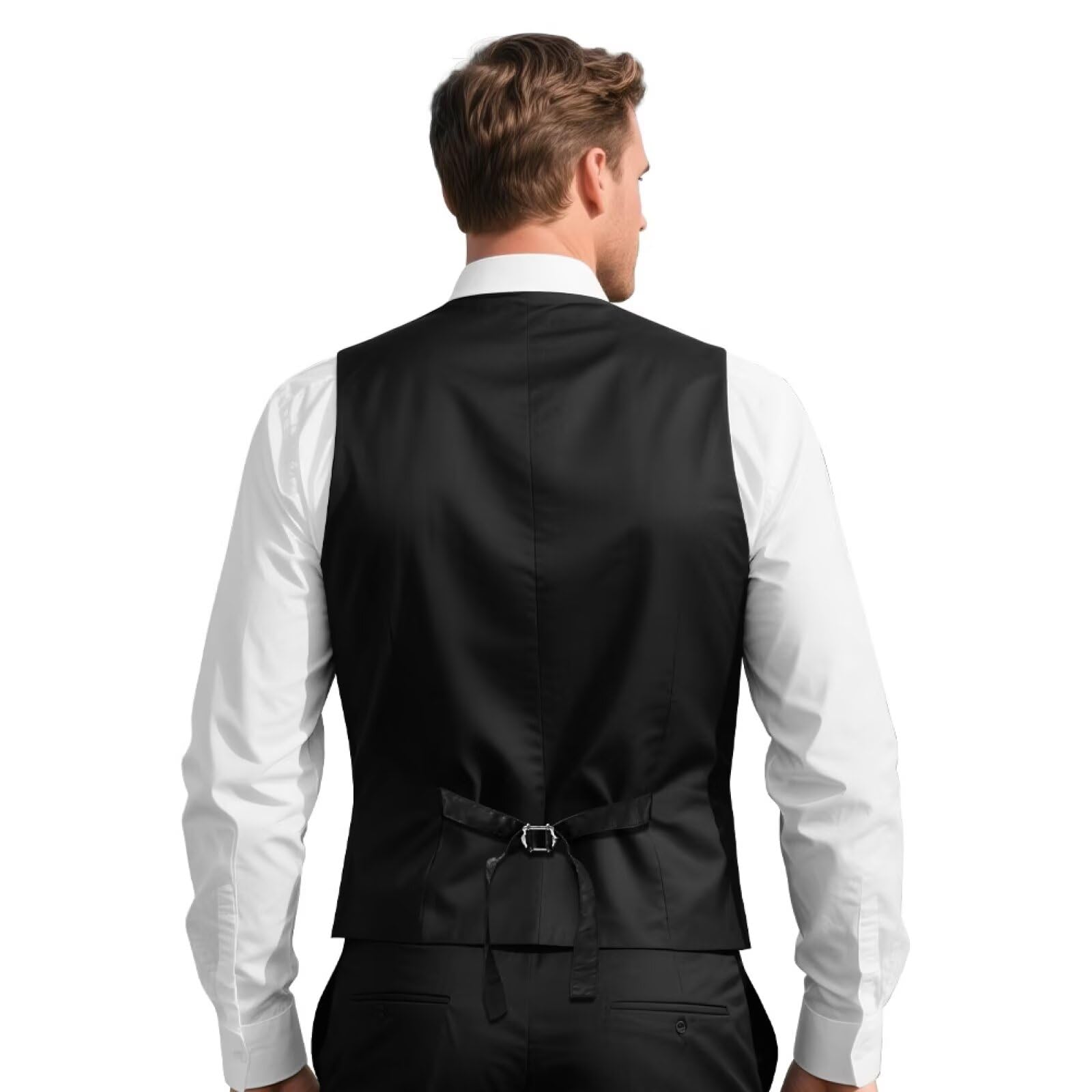 Chaleco formal para hombre, vestido de negocios, ajustado, casual, para trabajo, boda, fiesta, esmoquin con bolsillos