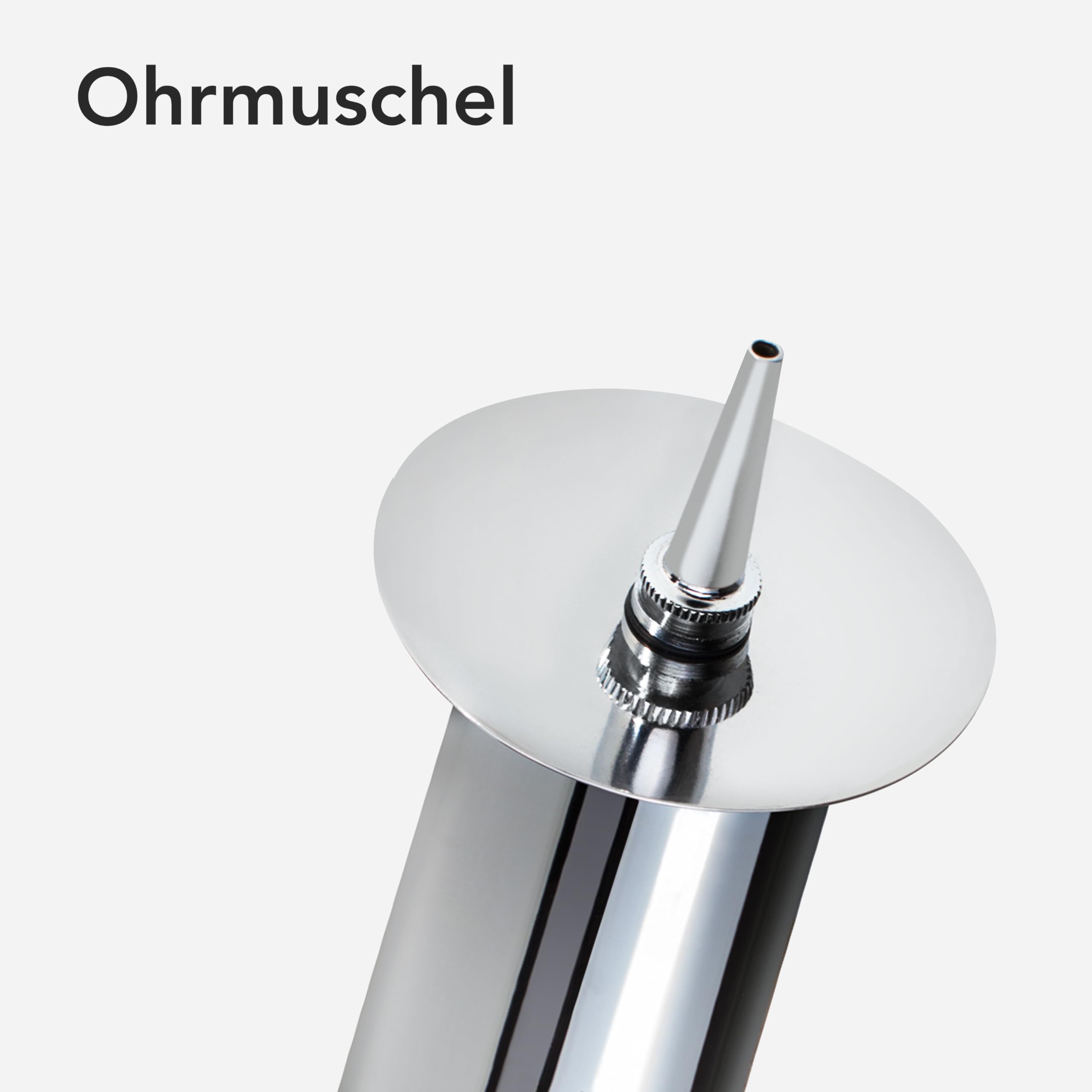 AIESI® Schimmelbusch Metall/Stahl Spritze Fassungsvermögen 200 ml mit Ohrmuschel und 2 Kanülen, Spritze zur Bewässerung, Garantie 24 Monate
