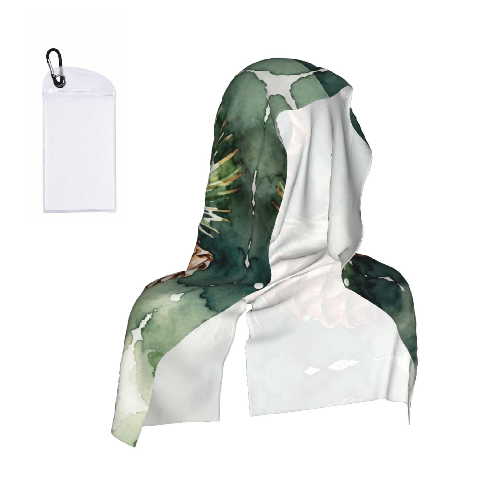 CNTDBU Pine Cone Branch Cooling Towel Hooded-Instant Chill Neck Cover for Sports, UV Cooling Rag for Running Gym