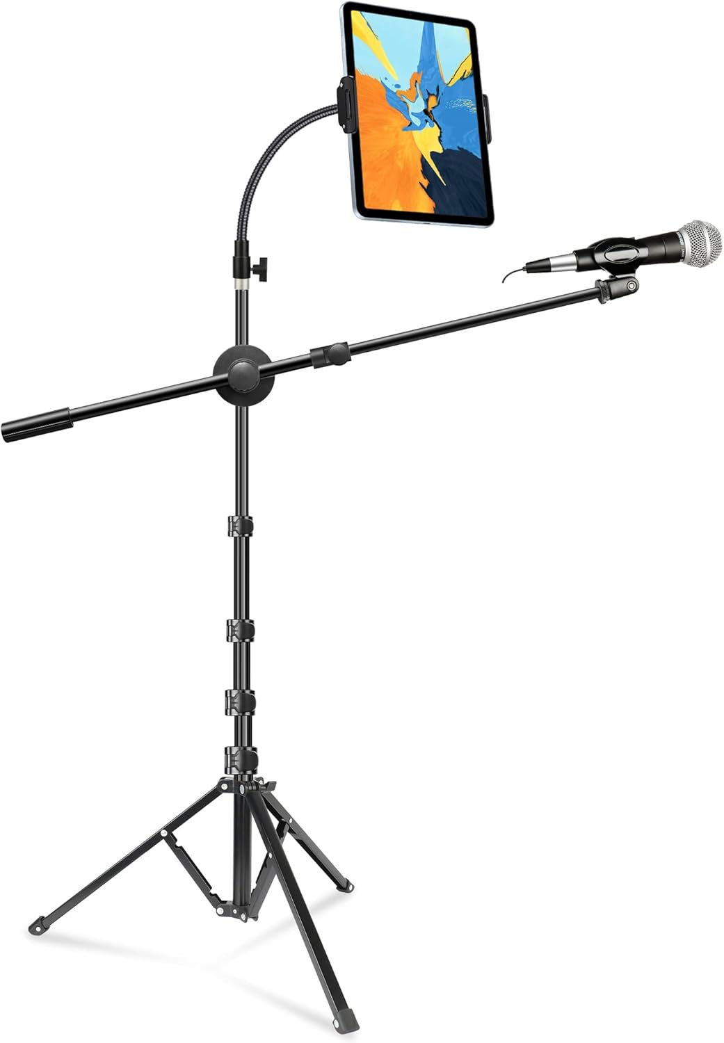 elitehood Boom Mic Stand with iPad Holder, Heavy Duty Microphone Stand