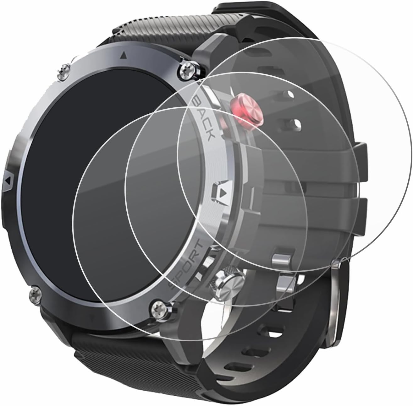 brotect Glass Screen Protector Film compatible with Darmowade Smartwatch 1.32" (3 Pack) - Glass-Foil Protection [Scratch Resistant, High Clarity]