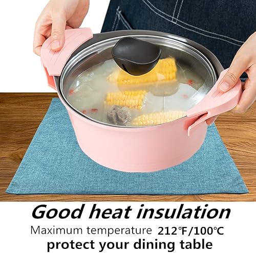 Miniatura 4 de WAZAIGUR Juego de 6 manteles individuales tejidos de tela, lavables, antideslizantes, para mesa de comedor, manteles individuales de cocina (verde