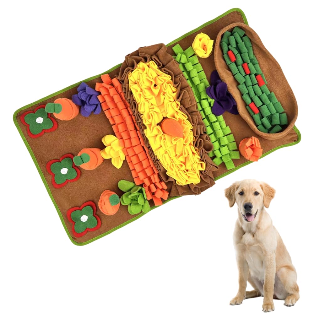 Large Breed Snuffle Mat, 31.5×18.9Inch Soft Colorful Dog Slow Feeding Mat with Hidden Food Design, Non-Slip Dog Feeder Puzzle for Foraging Skills