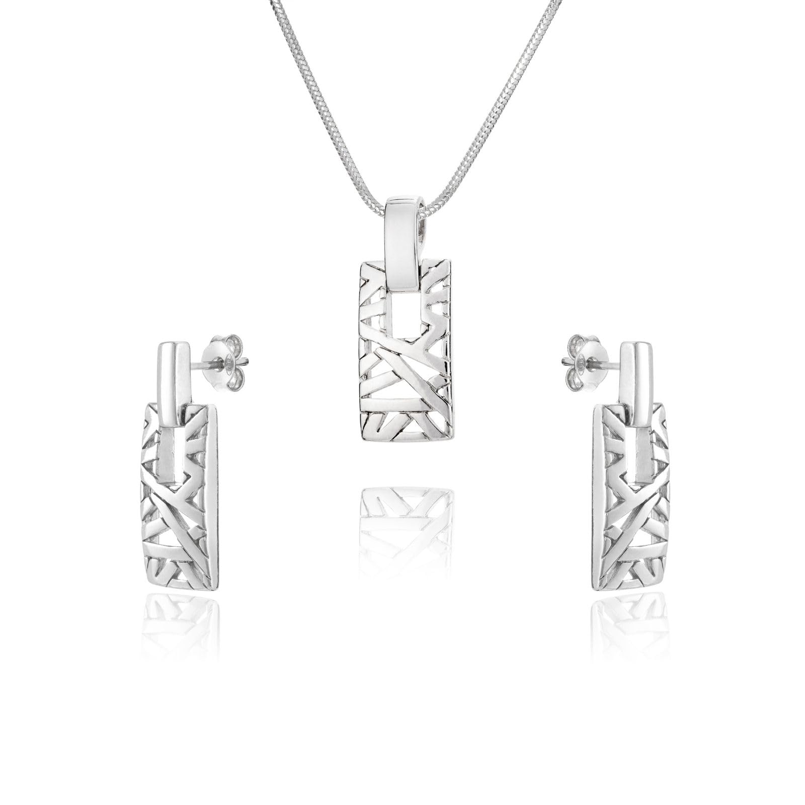 LillyMarie Schmuckset Aus Sterling Silber Mit Rechteckigem Anhänger Und Ohrstecker Für Frauen