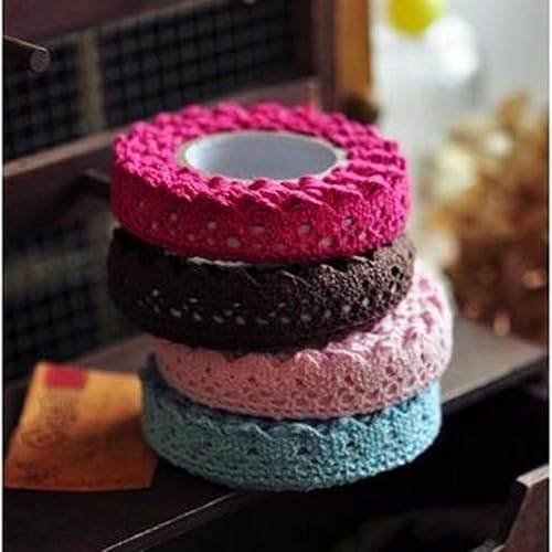 Miniatura 6 de BESPORTBLE Cinta de encaje Muticolor, 5 piezas de encaje de algodón con adhesivo autoadhesivo – Cinta adhesiva de encaje DIY Scrapbooking