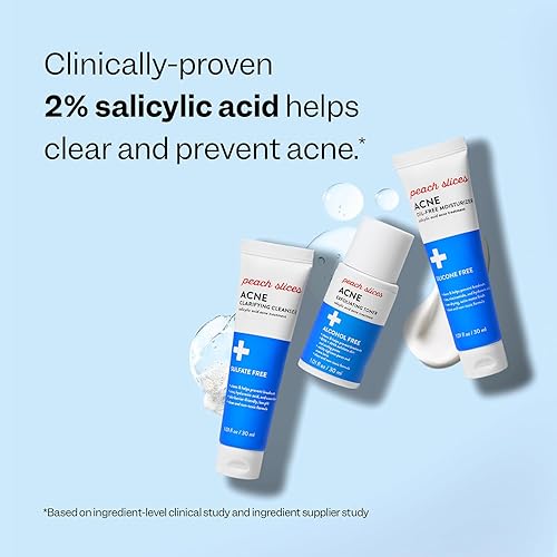 Miniatura 4 de Peach Slices - Kit de inicio de acné de 3 pasos (3 productos) - Set de cuidado de la piel - 1 tónico, 1 limpiador, 1 hidratante sin aceite - 2% de