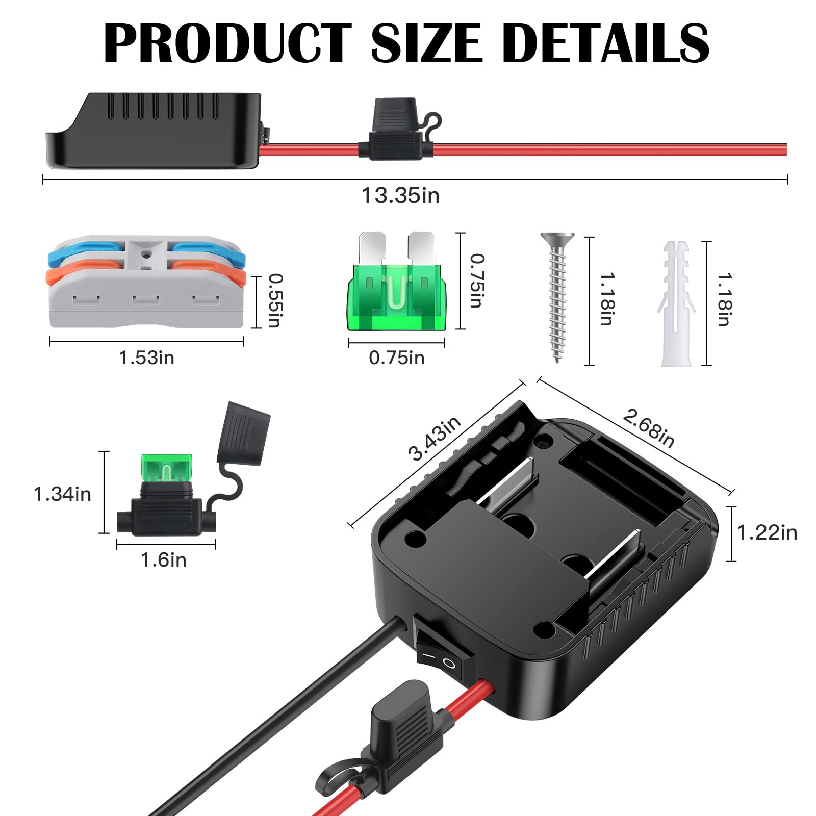 Paquete de 2 adaptadores compatibles con batería Makita de 18 V para adaptador de batería de rueda eléctrica, herramienta eléctrica, coche de juguete RC DIY, kit de conversión de conector de