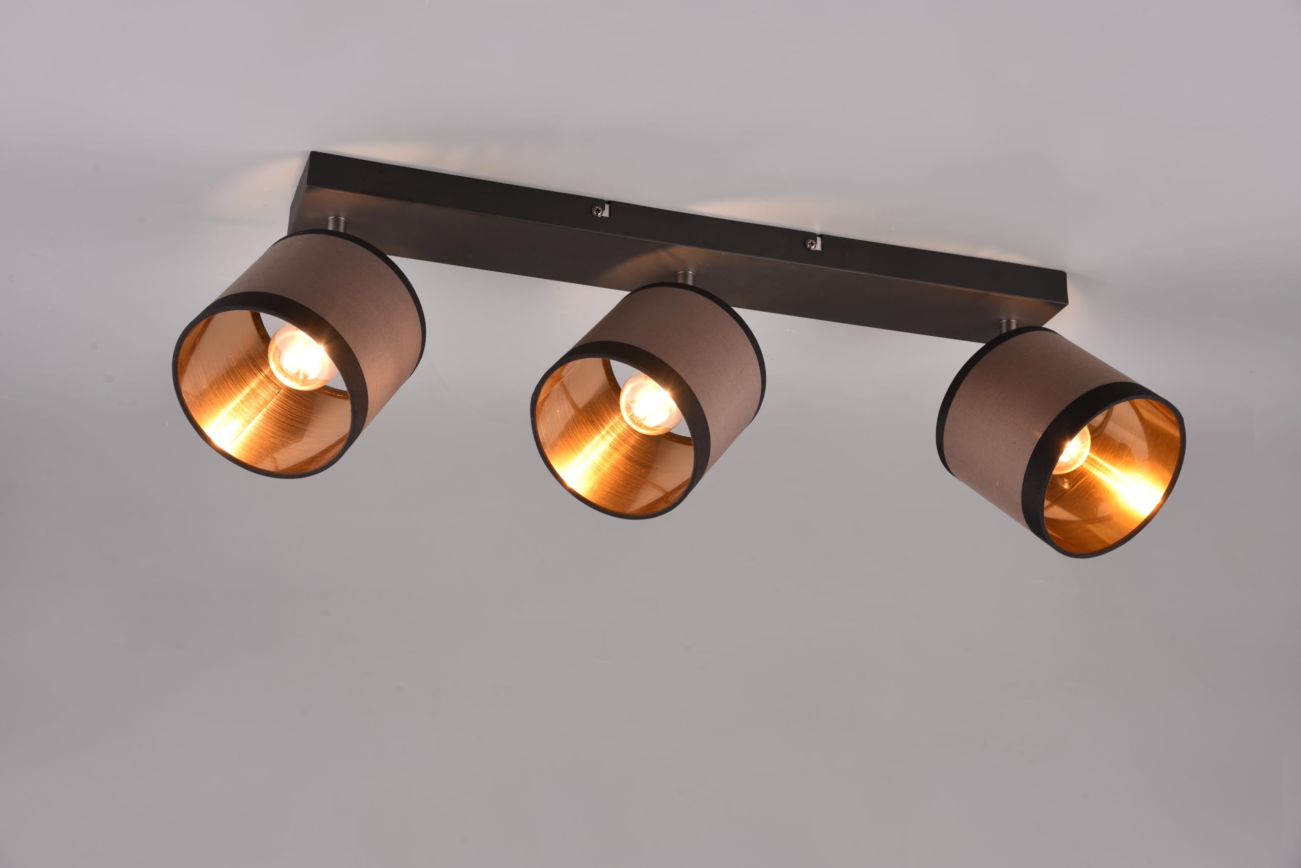 Reality Leuchten Spot bar Davos R81553041, taupe-noir métal chromé tissu gris/blanc, sauf 3x E14